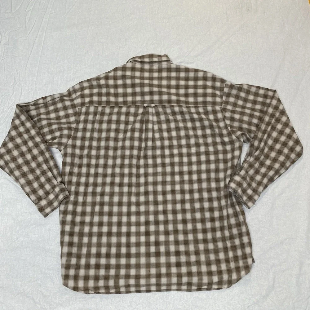 Columbia‎ Button Down Shirt Mens XXL Brown Tan Plaid Cotton Outdoor